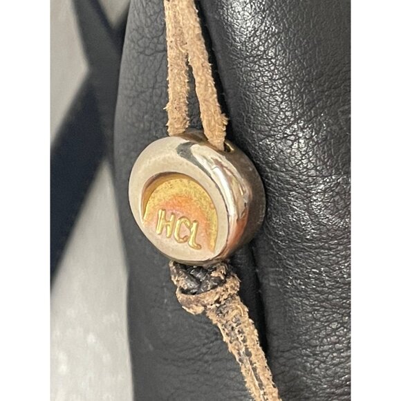 VTG HCL Designer Handcrafted Black Leather Handbag Tote W/Straps - Picture 6 of 14